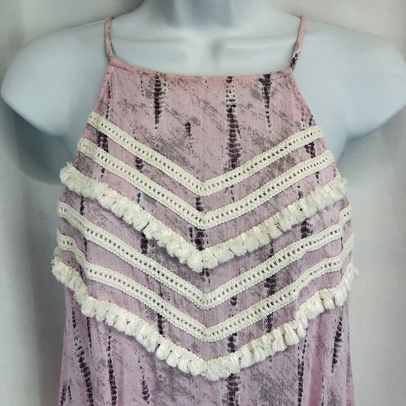 Womens Small Flowy Boho Pink Purple Tunic Tank Top by C'isa - Picture 3 of 11